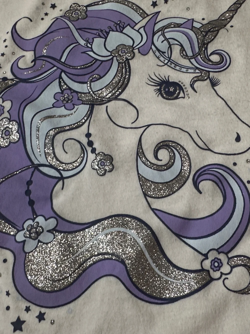 The Children's Place White Tank Top with Purple Unicorn Graphic